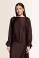 Satijnen blouse met volantmanchetten Vera Mont