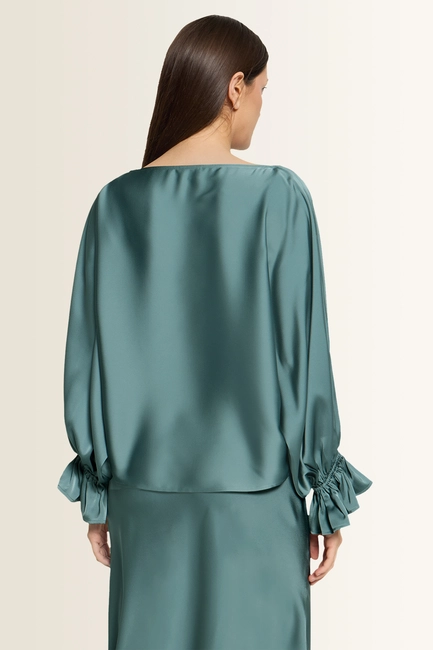 Satijnen blouse met volantmanchetten Vera Mont