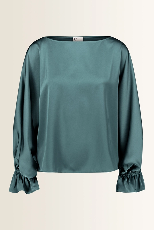 Satijnen blouse met volantmanchetten Vera Mont