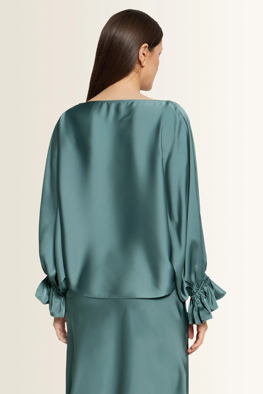 Satijnen blouse met volantmanchetten Vera Mont
