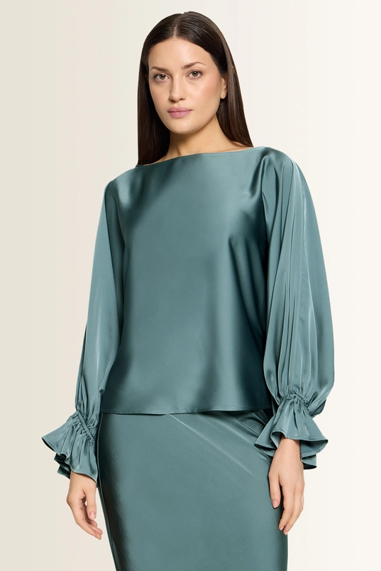 Satijnen blouse met volantmanchetten Vera Mont