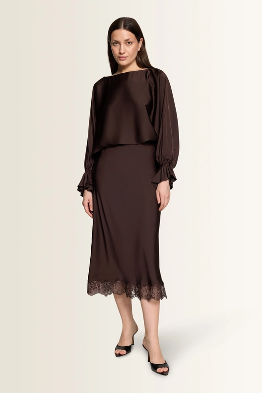 Satijnen blouse met volantmanchetten Vera Mont