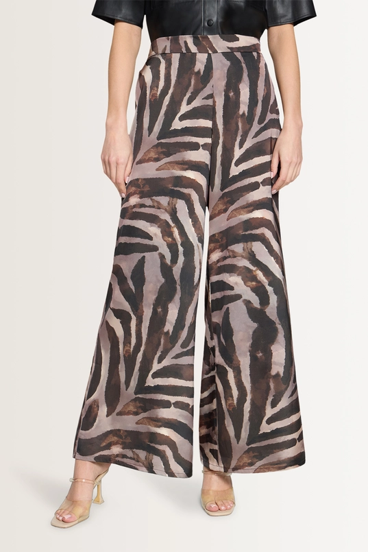 Satijnen broek met animaldessin Vera Mont