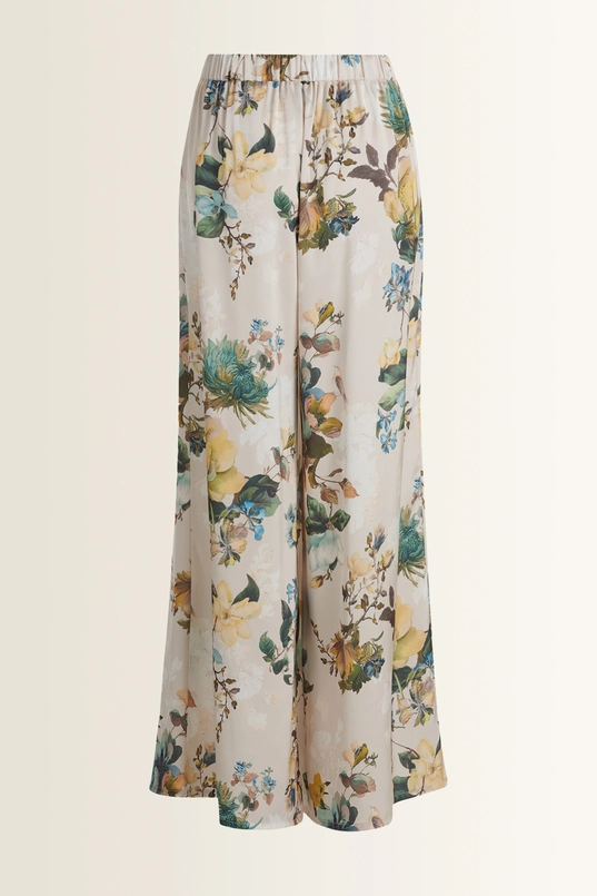 Satijnen pantalon met bloemenprint Vera Mont