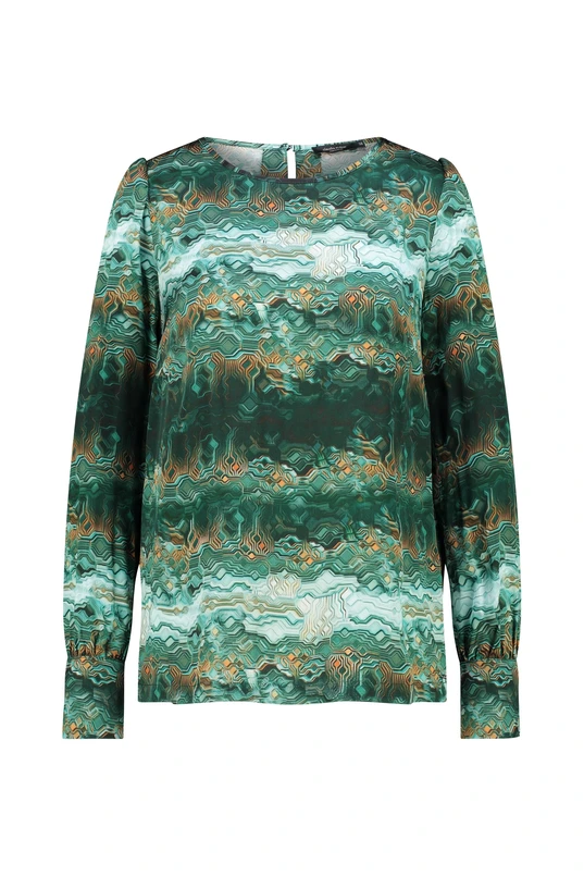 Satijngeweven printblouse