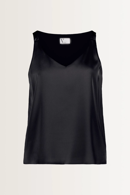 Satijnglans blouse met V-hals Vera Mont