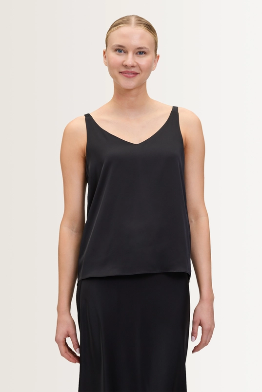 Satijnglans blouse met V-hals Vera Mont