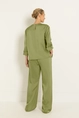 Satijnlook broek met reliëf