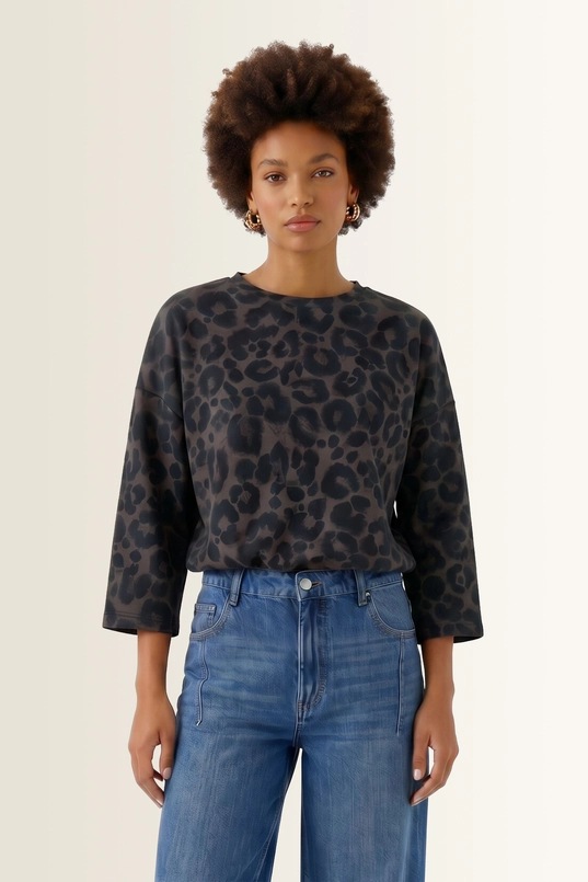 Scuba sweatshirt met leopardprint OUI