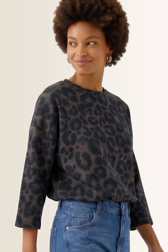 Scuba sweatshirt met leopardprint OUI