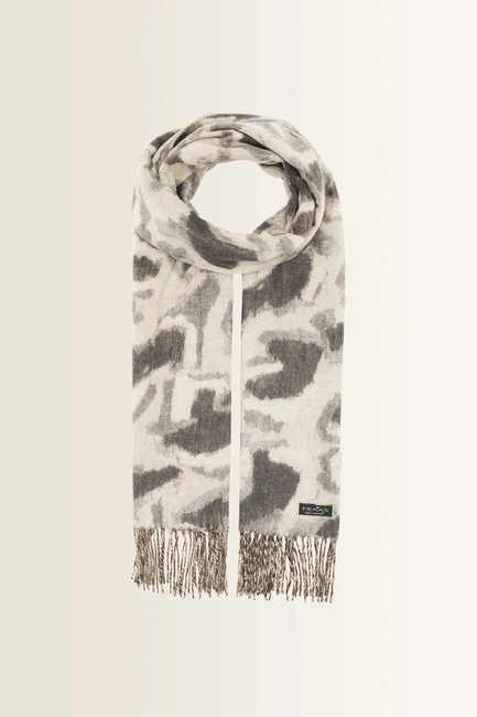Shawl met abstract dessin en franjes FRAAS