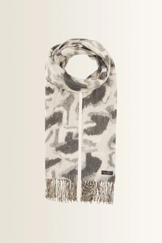 Shawl met abstract dessin en franjes FRAAS