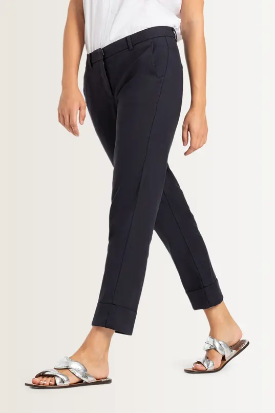 Slim fit pantalon met omslag Krystal Cambio
