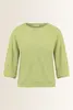Slub jersey top met plooidetail op de mouwen