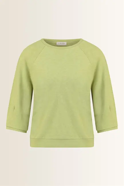 Slub jersey top met plooidetail op de mouwen