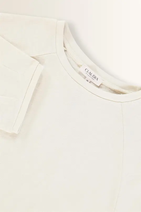 Slub jersey top met plooidetail op de mouwen