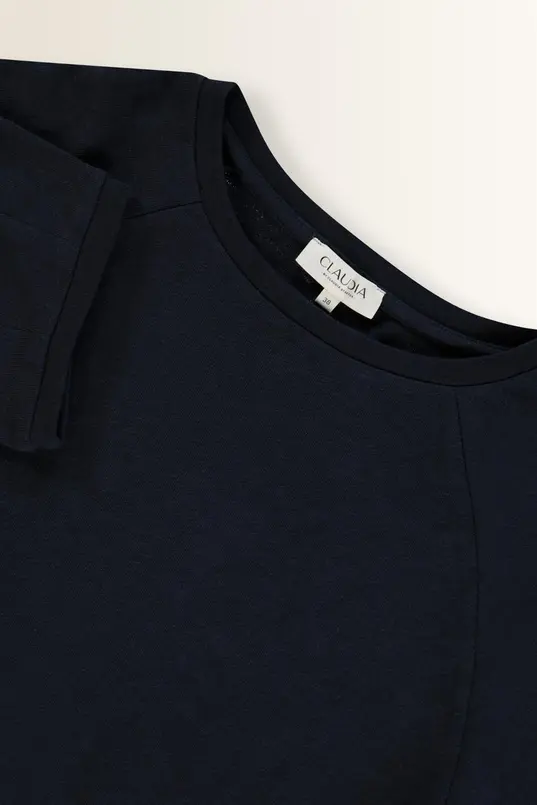 Slub jersey top met plooidetail op de mouwen