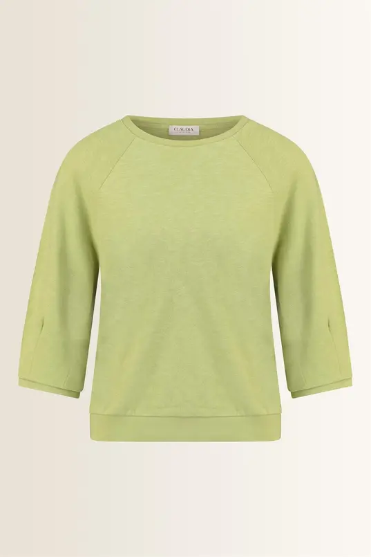 Slub jersey top met plooidetail op de mouwen