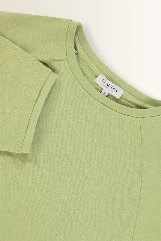 Slub jersey top met plooidetail op de mouwen