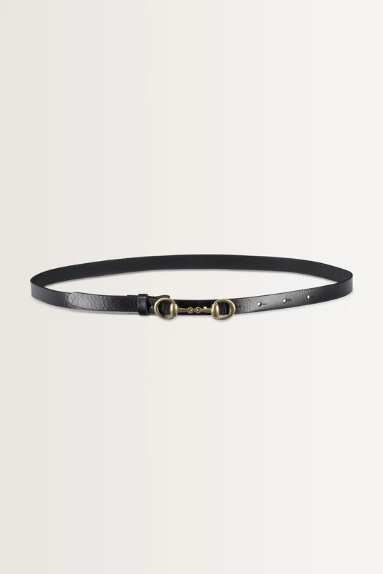 Smalle riem met goudkleurige bit-gesp