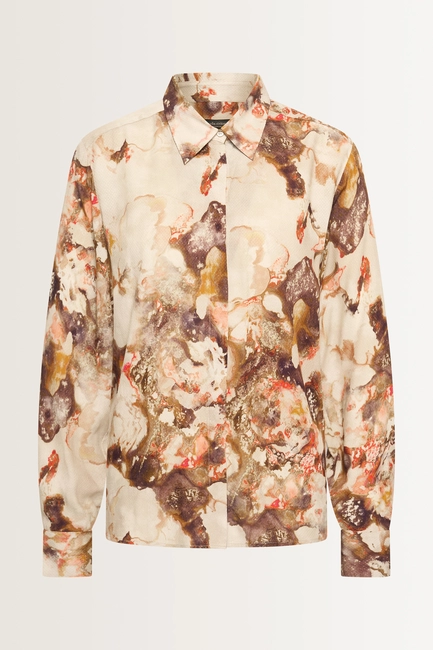 Soepelvallende blouse marmerprint