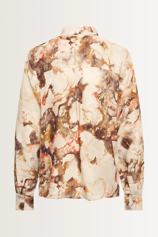 Soepelvallende blouse marmerprint