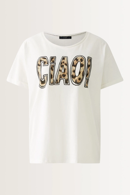 Statement T-shirt speelse opdruk OUI