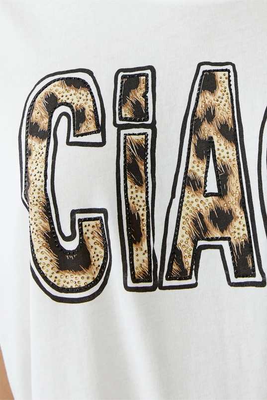 Statement T-shirt speelse opdruk OUI