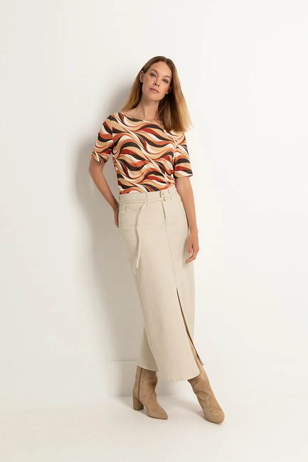Stretch denim maxi rok