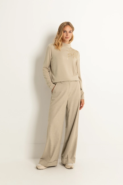 Stretch pantalon met omslag
