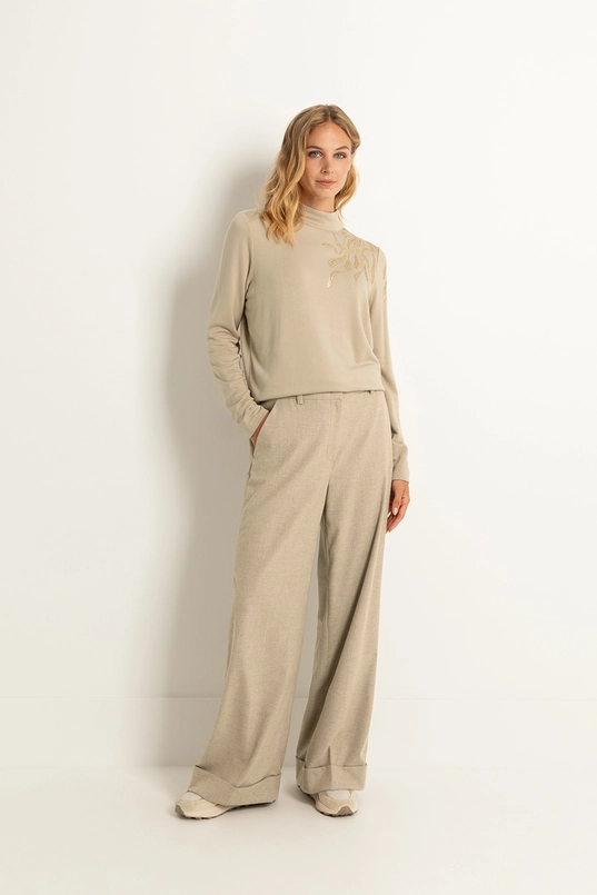 Stretch pantalon met omslag