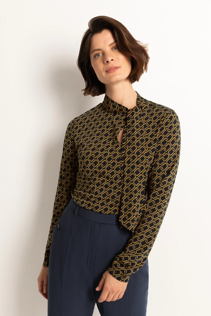 Strikhals top met print