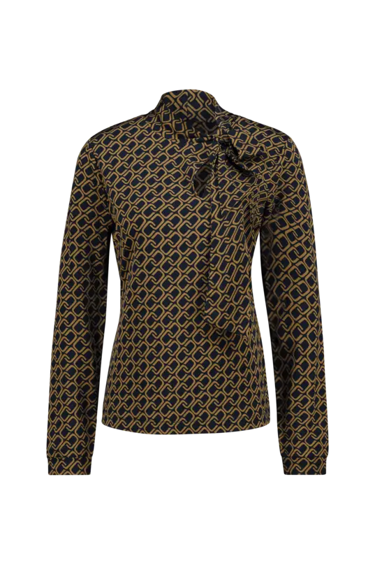 Strikhals top met print