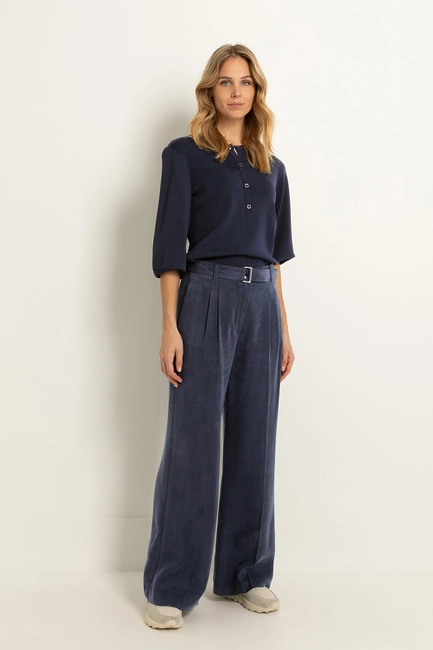 Suède-look pantalon met ceintuur