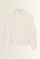 Sweattop met polokraag en sierknoop