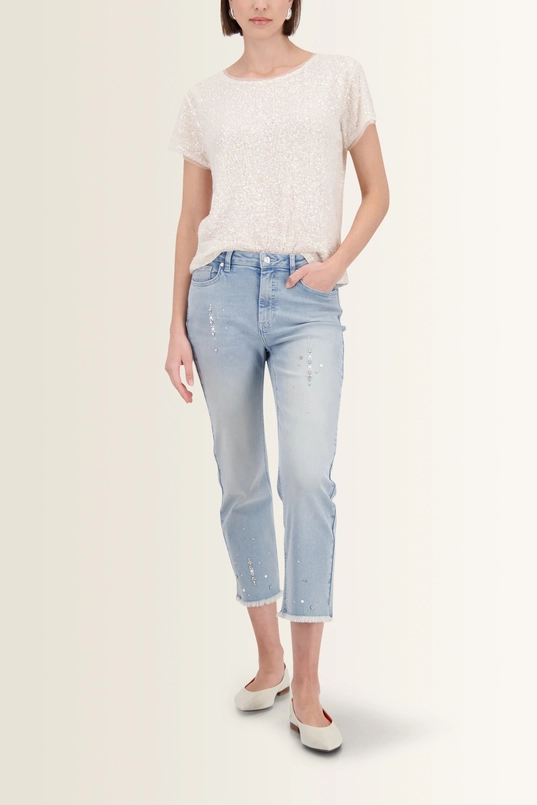 T-shirt met all-over pailletten Monari