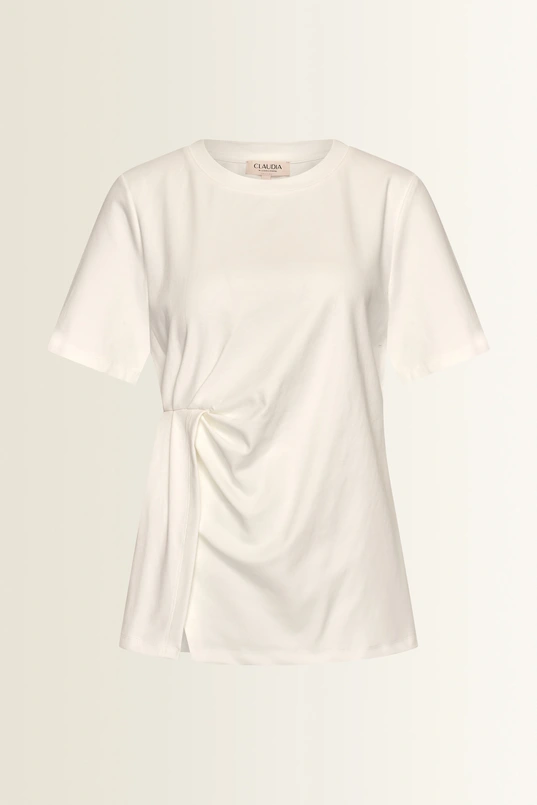 T-shirt met asymmetrisch plooidetail