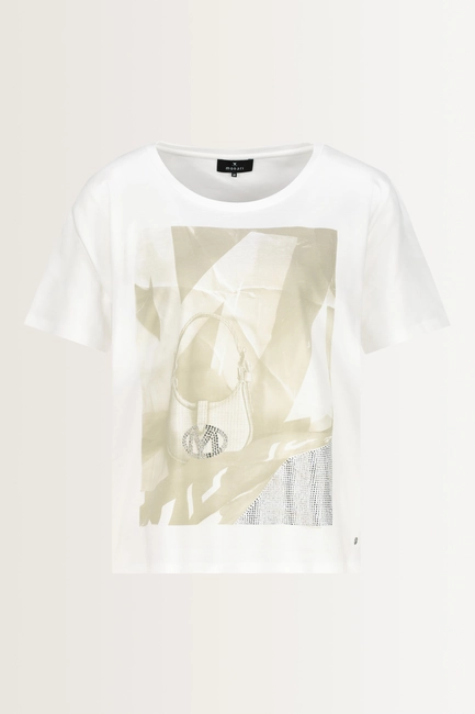 T-shirt met fotoprint en strassdetails Monari