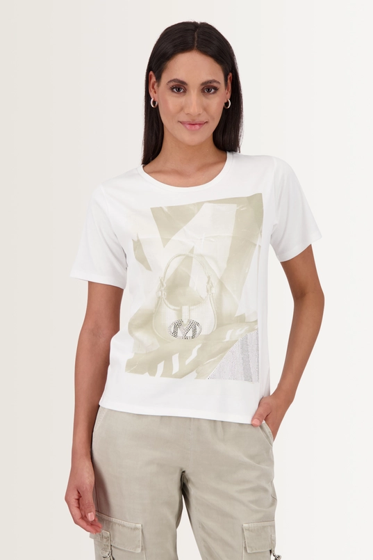 T-shirt met fotoprint en strassdetails Monari