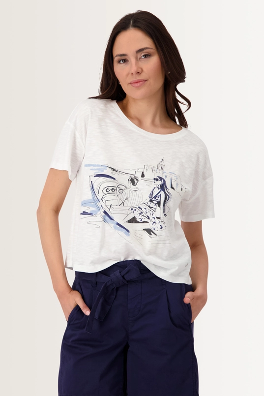 T-shirt met schetsillustratie Monari