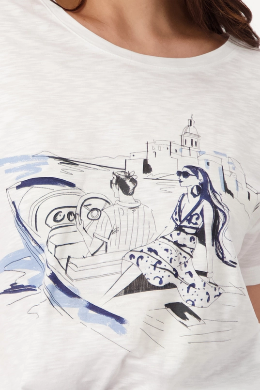 T-shirt met schetsillustratie Monari