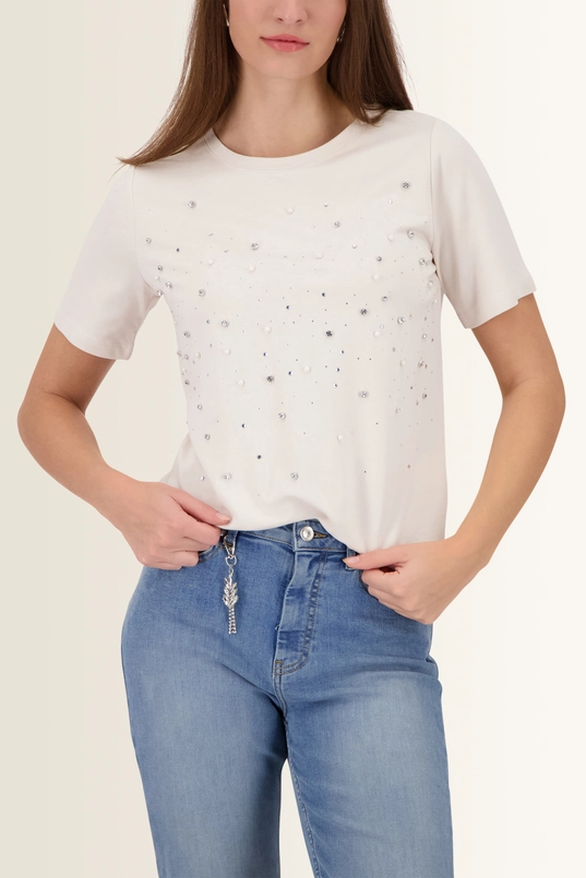 T-shirt met siersteentjes Monari