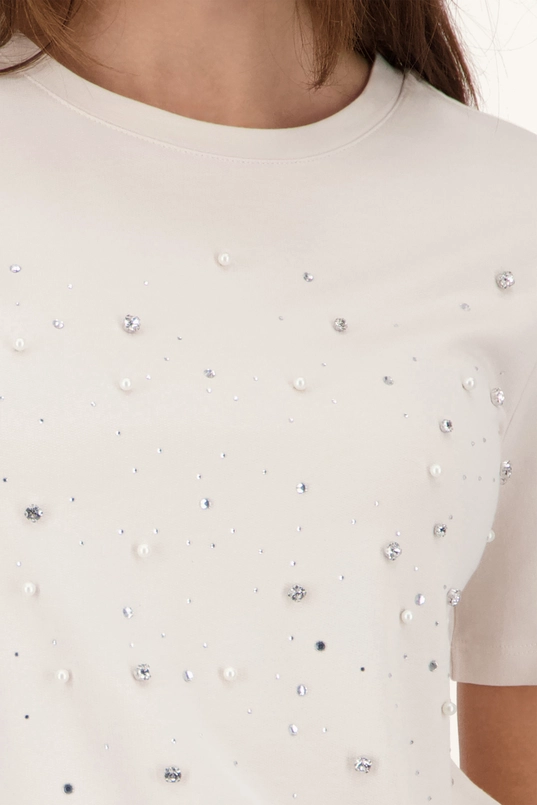 T-shirt met siersteentjes Monari