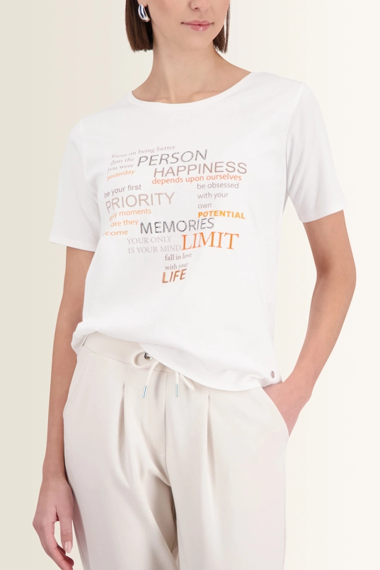 T-shirt met strass en letterprint Monari