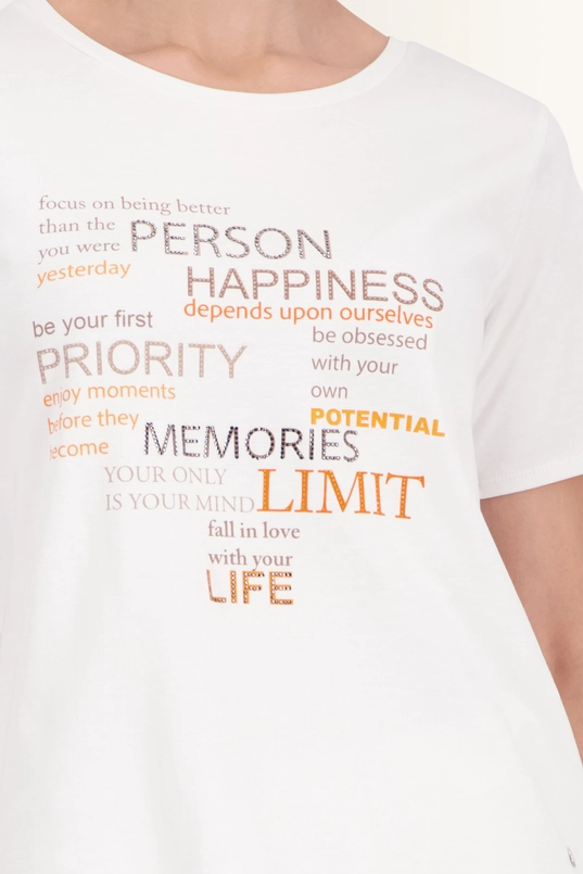 T-shirt met strass en letterprint Monari