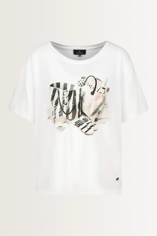T-shirt met tassenprint en strass Monari