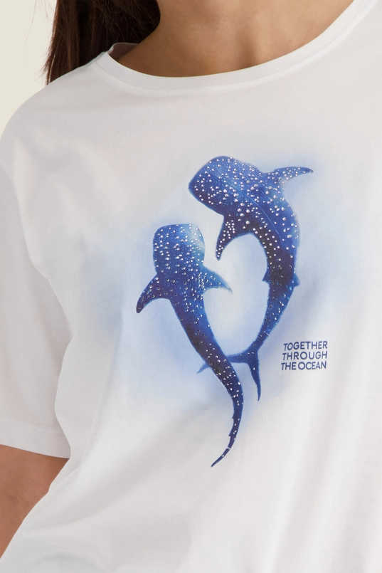 T-shirt met walvisprint Monari