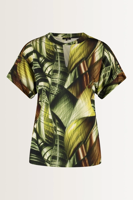 Top botanische print en keyhole-hals