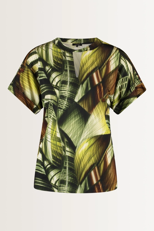 Top botanische print en keyhole-hals