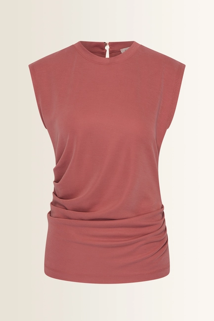 Top met asymmetrische drapering